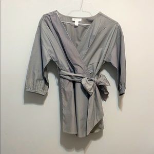 Motherhood Maternity Gray & White Striped Blouse